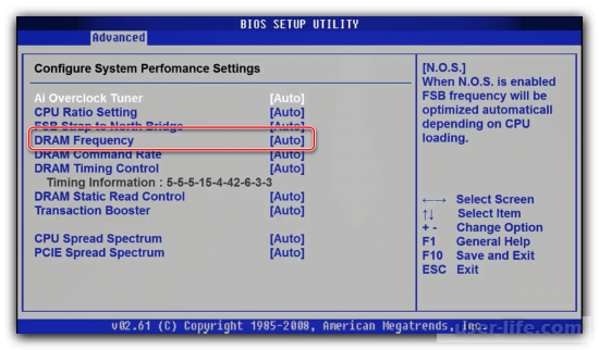 Установка частоты модулей RAM в BIOS