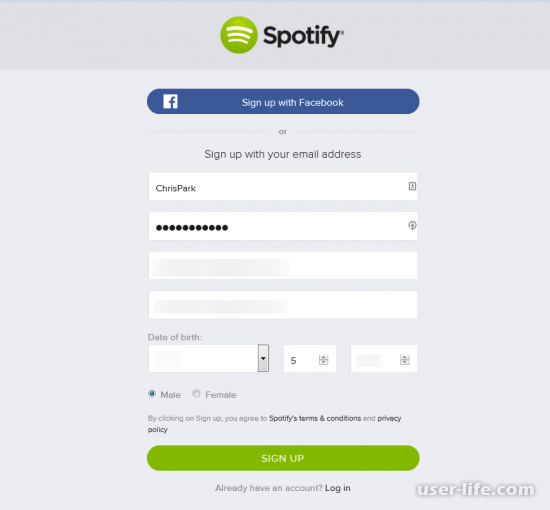 Как зарегистрироваться в Spotify